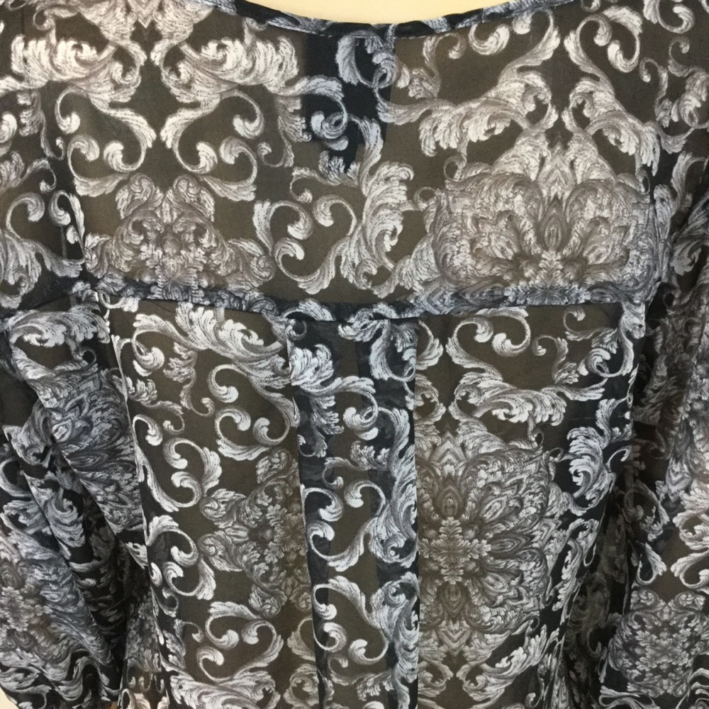 Bobeau Baroque Print Sheer Chiffon Blouse - Picture 5 of 6